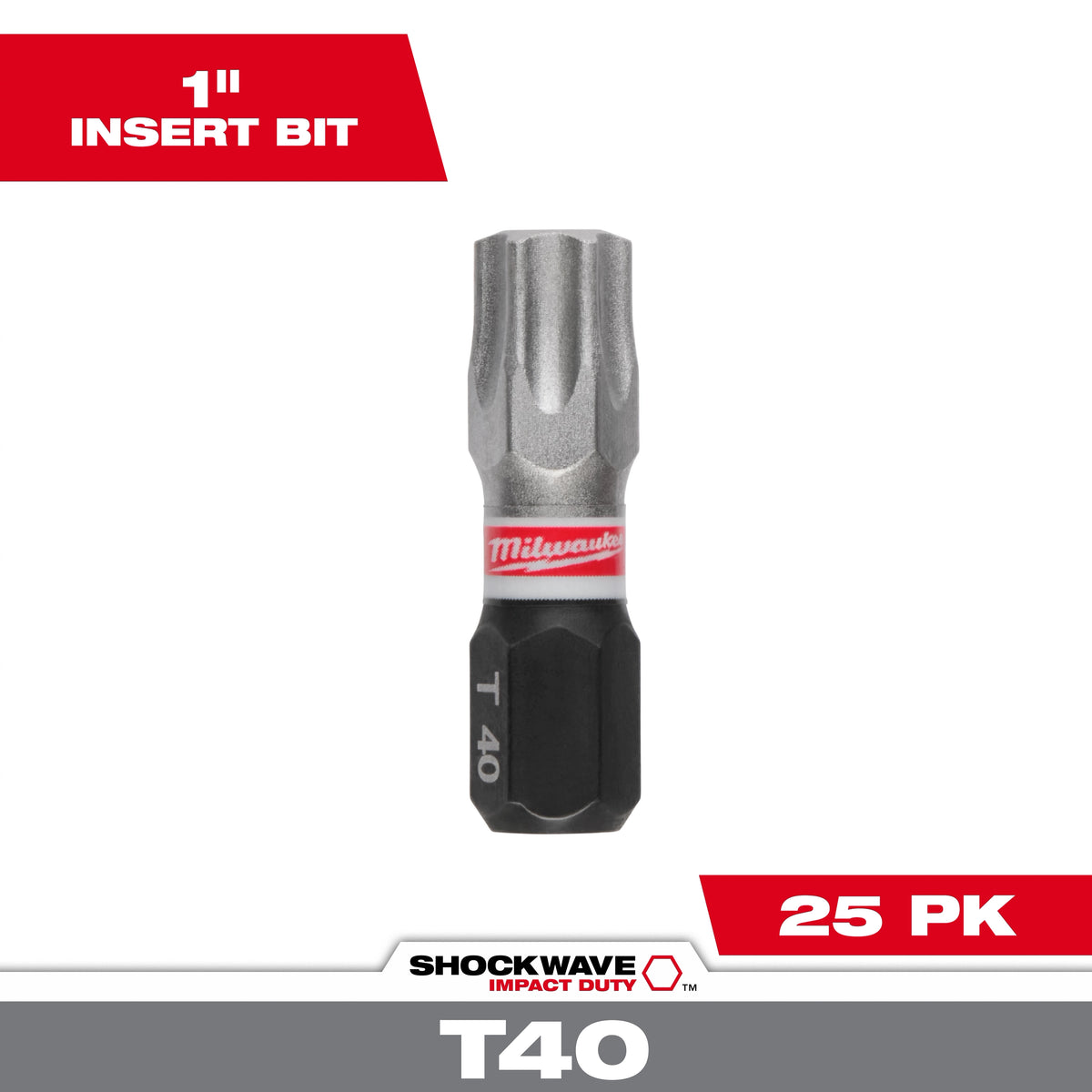 Milwaukee SHOCKWAVE Impact Duty 1" T40 Insert Bit (25-Pack) | 48-32-4733