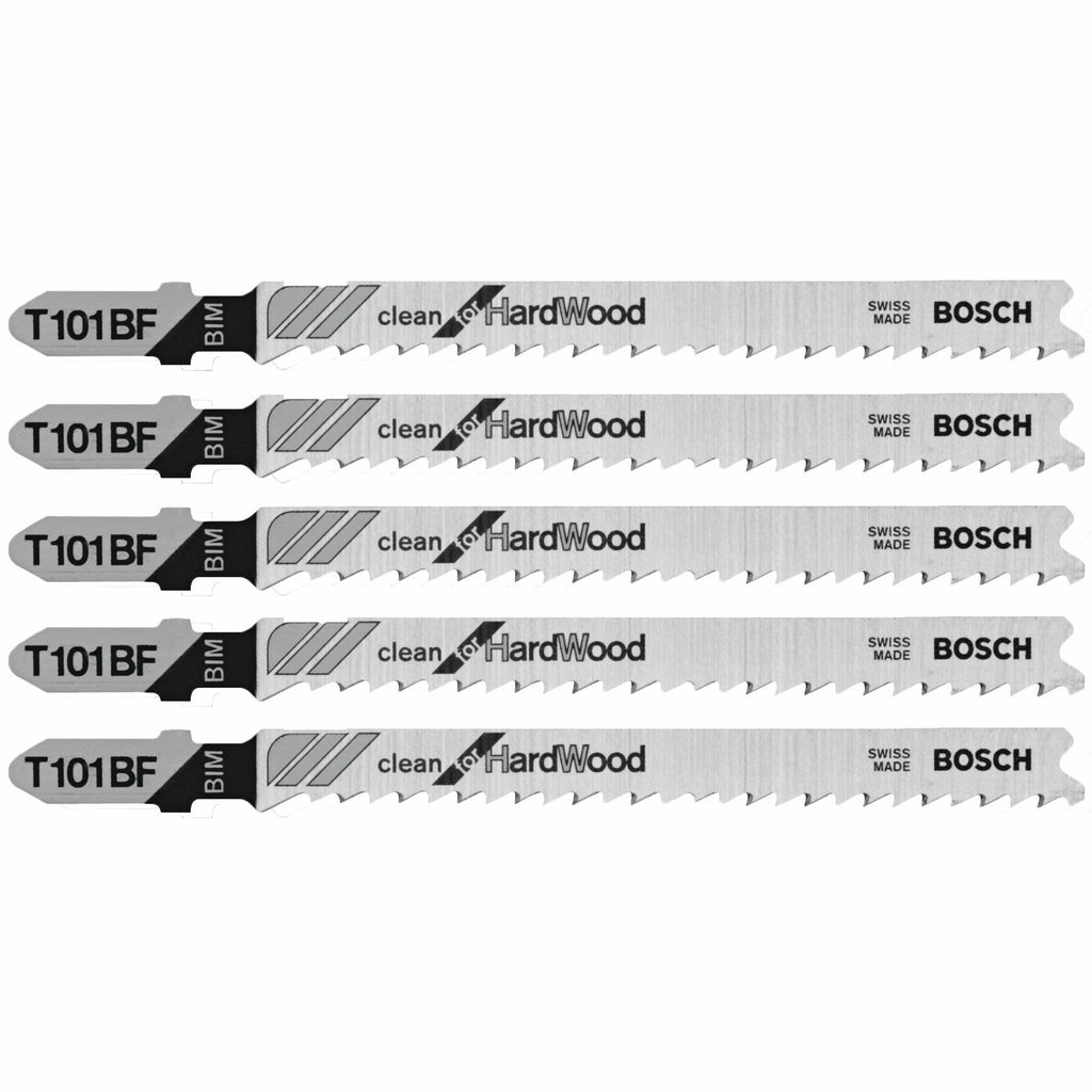 Bosch T101BF 5 pc. 4 In. 10 TPI Variable Pitch Clean for Hardwood T-Shank Jig Saw Blades