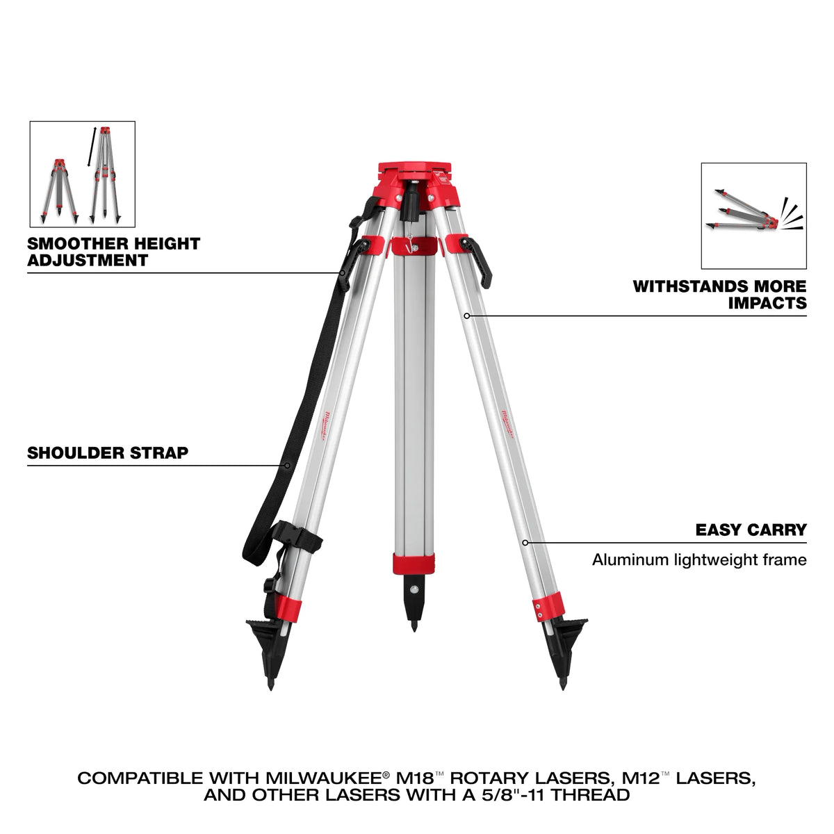 Milwaukee M18 Red Exterior Rotary Laser Level Kit with  Receiver, Tripod, & Grade Rod | 3701-21T
