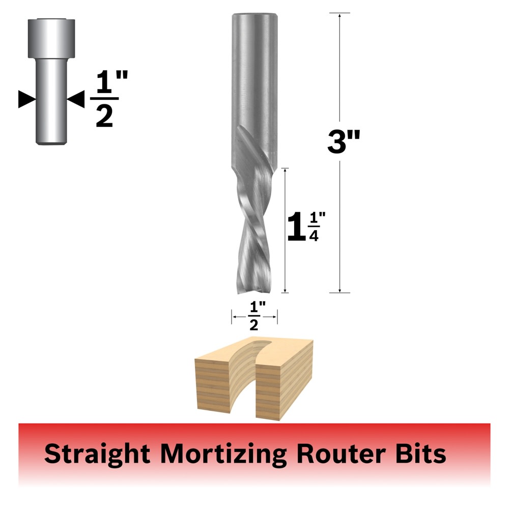 Bosch 85906M 1/2 In. x 1-1/4 In. Solid Carbide 2-Flute Downcut Spiral Bit