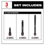 3PC SHOCKWAVE™ Impact Duty 1/2"Drive Extension Set - 49-66-6715 - image 2