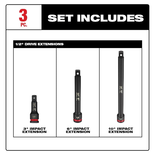 3PC SHOCKWAVE™ Impact Duty 1/2"Drive Extension Set - 49-66-6715 - image 2
