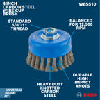 Bosch WBS510 4" Cup Brush, Knotted, Carbon Steel