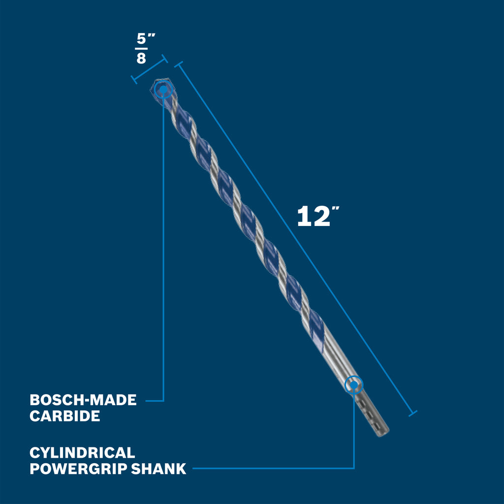 Bosch BXH15 5/8 In. x 12 In. Blue Xtreme Carbide Hammer Drill Bit