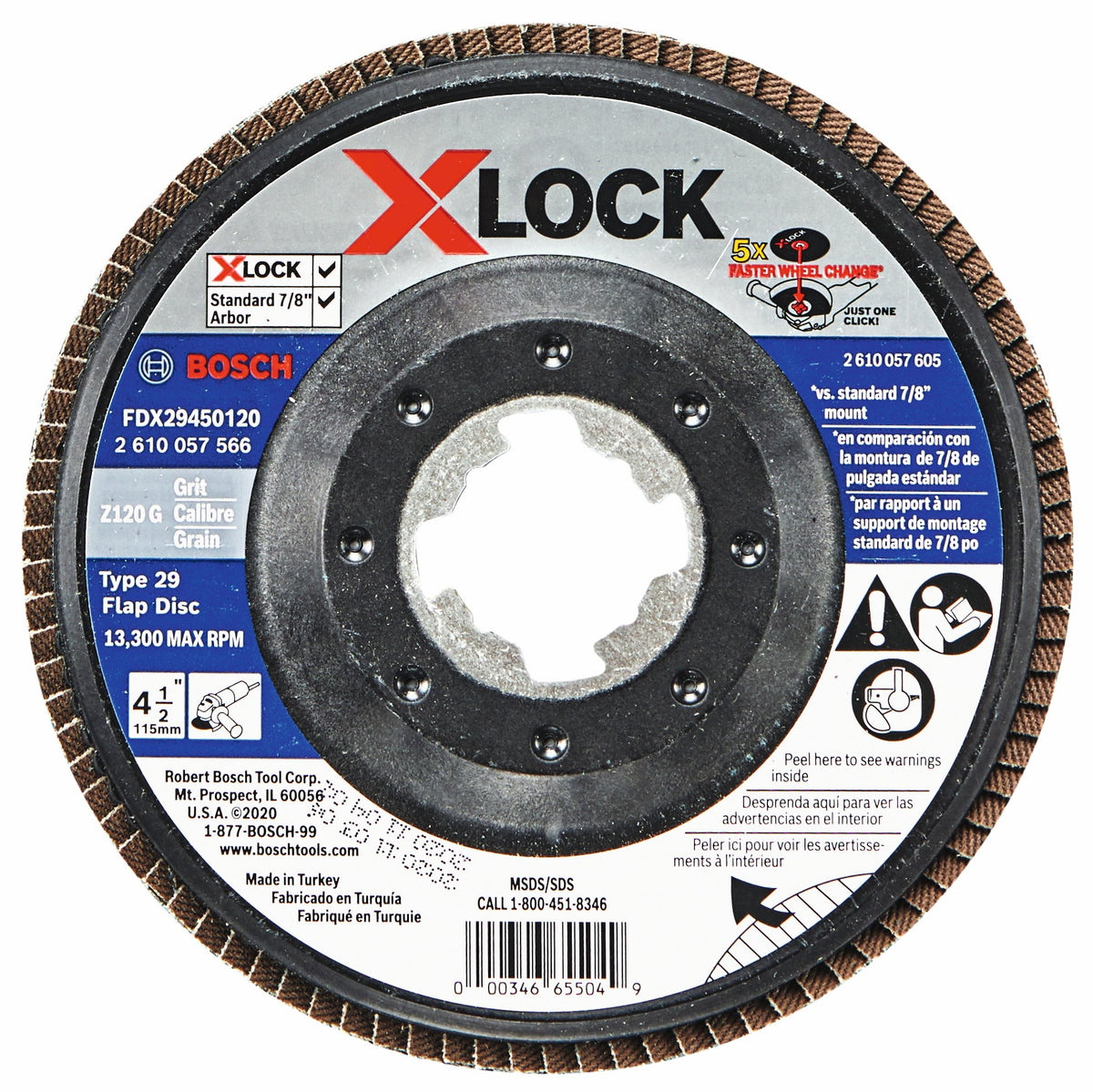 Bosch FDX29450120 4-1/2 In. X-LOCK Arbor Type 29 120 Grit Flap Disc