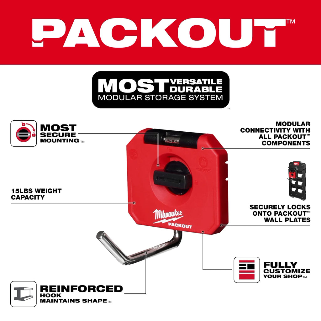 Milwaukee PACKOUT 4" Single Straight Hook | 48-22-8328
