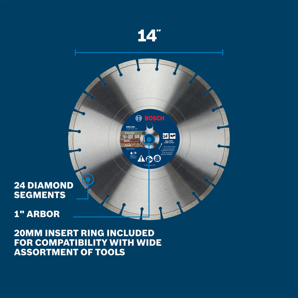 Bosch DBS1401 14 In. Segmented Rim Blade for Rough Cuts