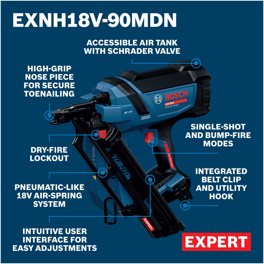 Bosch EXNH18V-90MDN EXPERT 18V 30-Degree Framing Nailer (Tool Only)