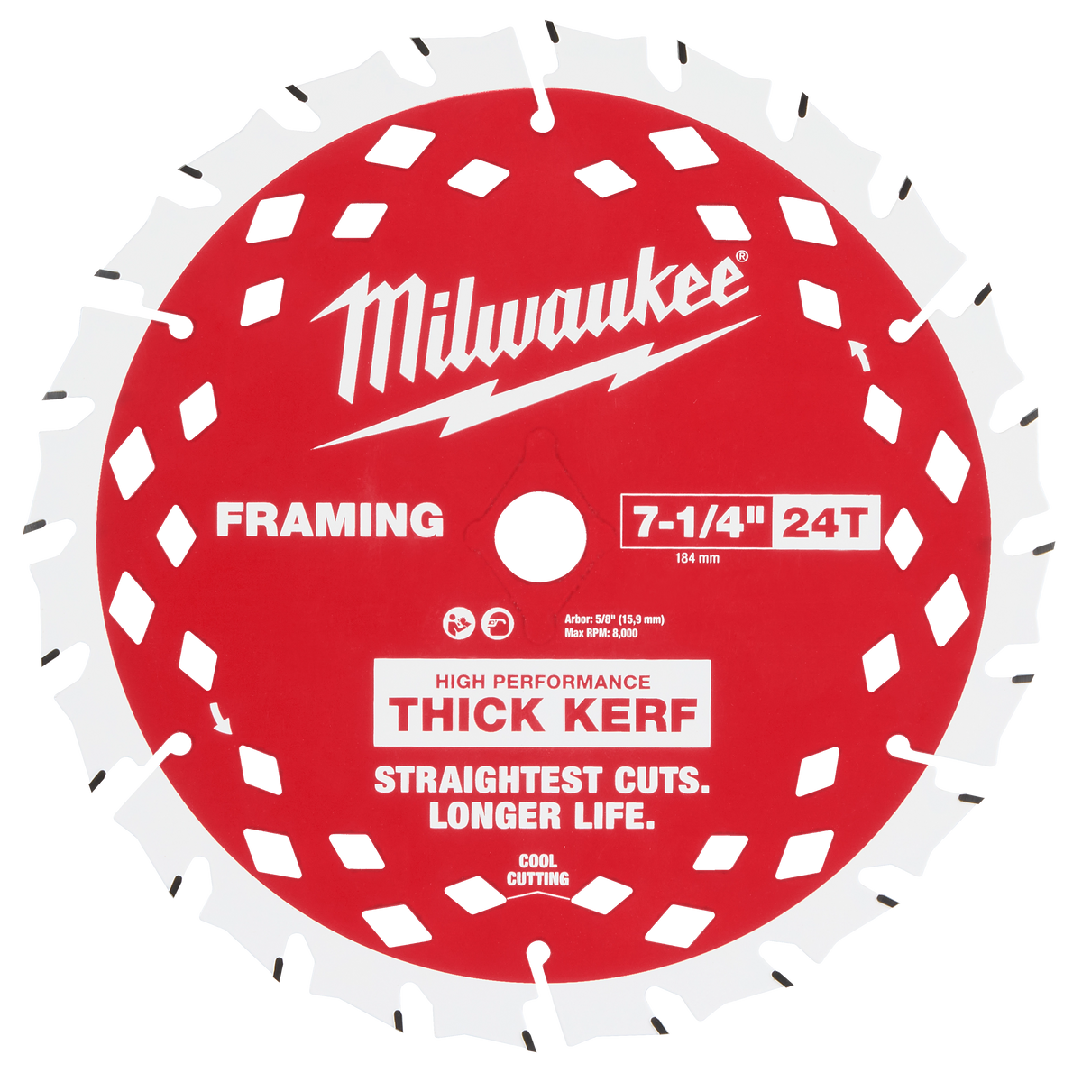 Milwaukee 7-1/4" 24T Thick Kerf Framing Circular Saw Blade | 48-40-0740