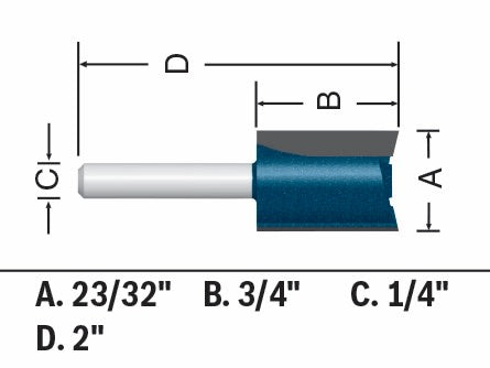 Bosch 84602MC 23/32 In. x 3/4 In. Carbide-Tipped Plywood Mortising Router Bit