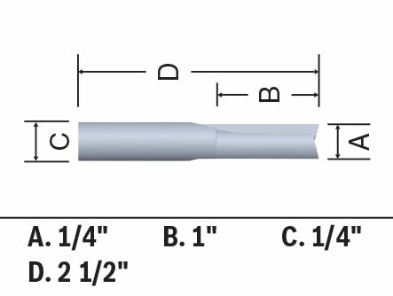 Bosch 85987MC 1/4 In. x 1 In. Solid Carbide Double-Flute Straight Router Bit
