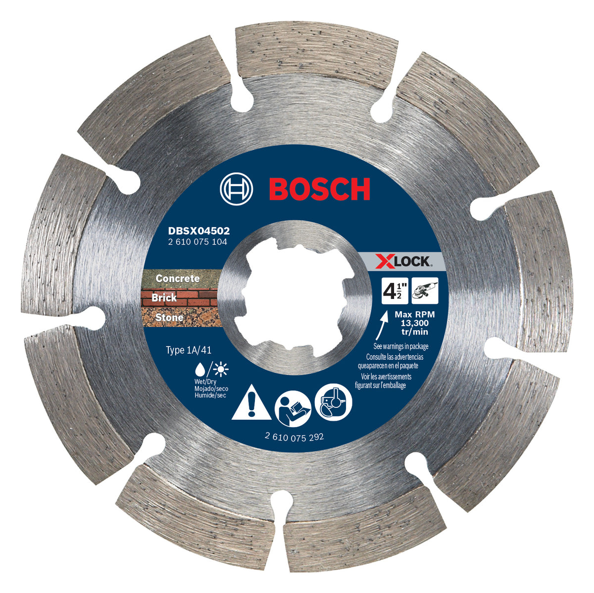 Bosch DBSX04502 4-1/2 In. X-LOCK Premium Segmented Rim Blade for Rough Cuts