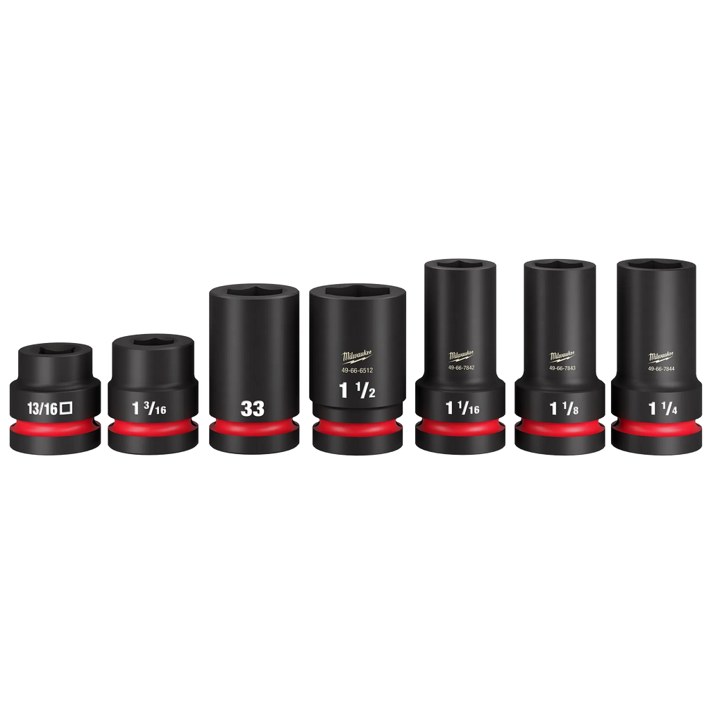 Milwaukee SHOCKWAVE Impact Duty 1” Drive 7-Piece MM & SAE Wheel Service Socket PACKOUT Set | 49-66-7840