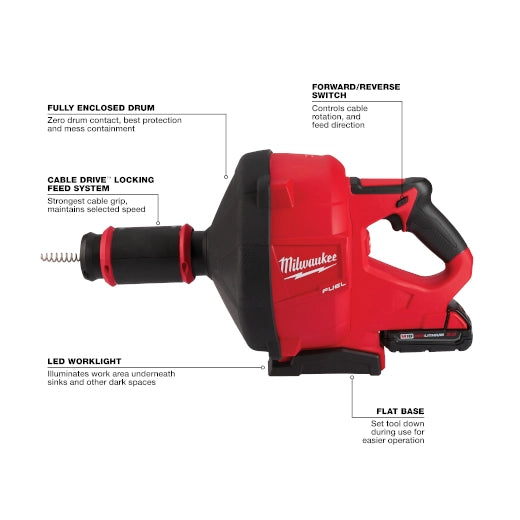 M18 FUEL™ Drain Snake w/ CABLE DRIVE™ with 5/16” Cable