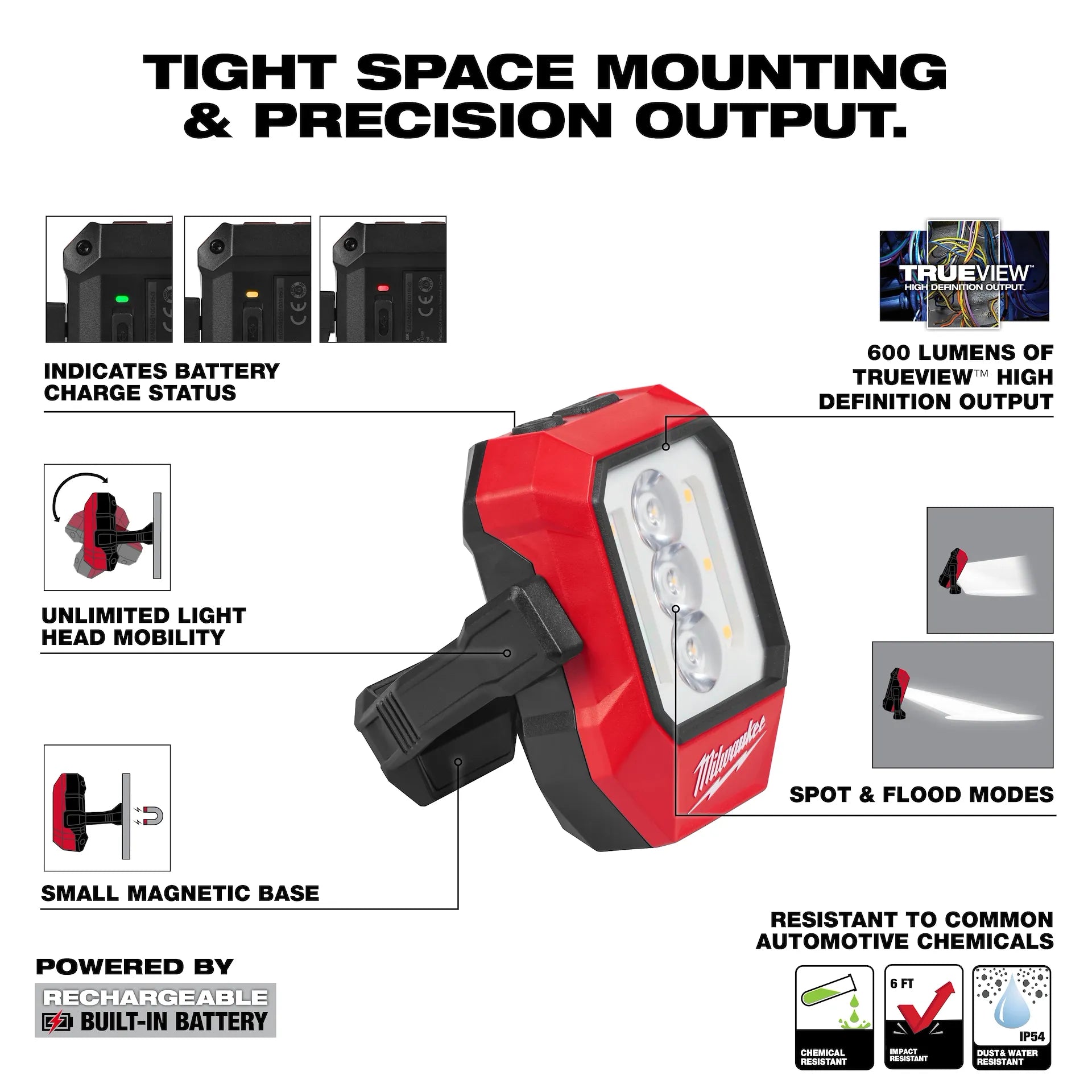 Milwaukee® Rechargeable Pivoting Task Light w/ Spot Mode
