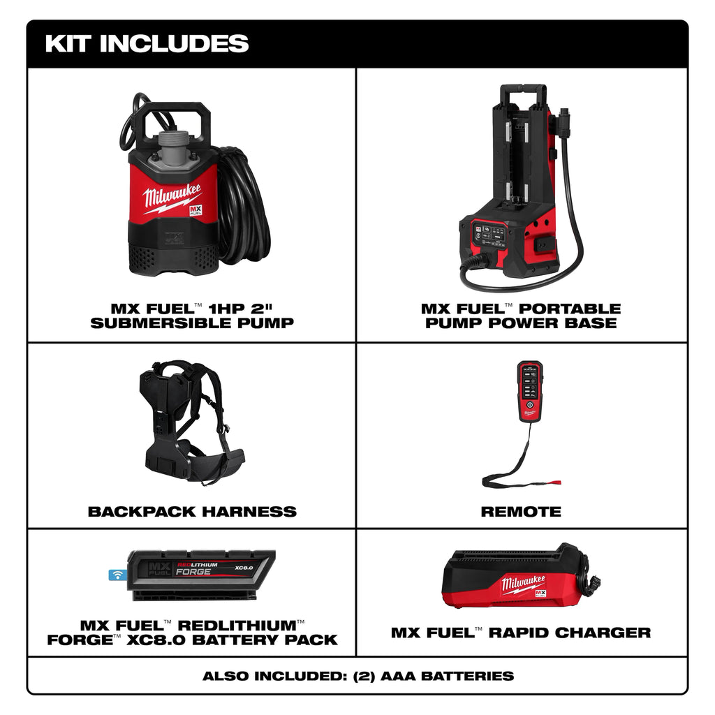 Milwaukee MX FUEL 1HP 2" Submersible Pump Kit | MXF211-1XC