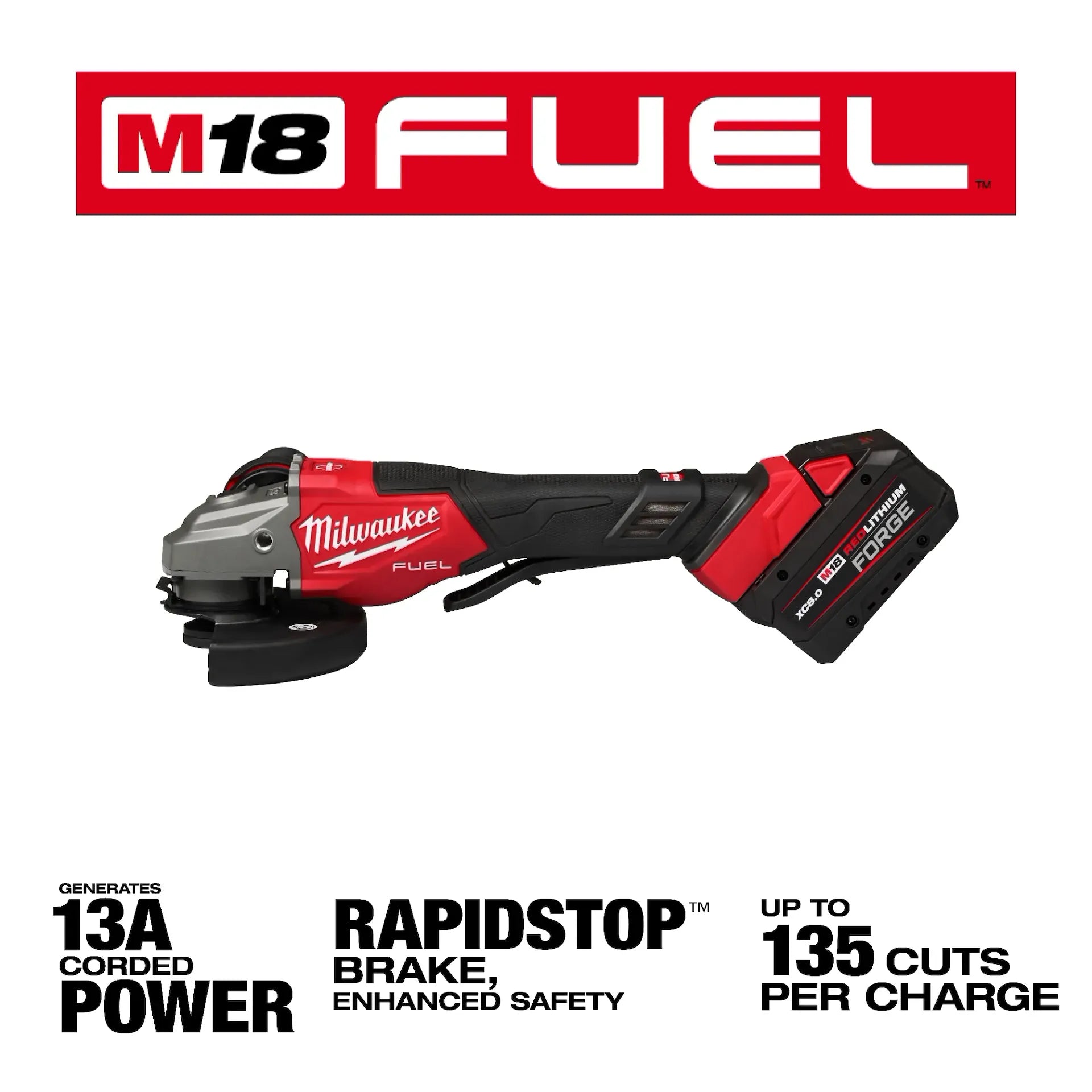 M18 FUEL™ 4-1/2"-6" Braking Grinder, Paddle Switch