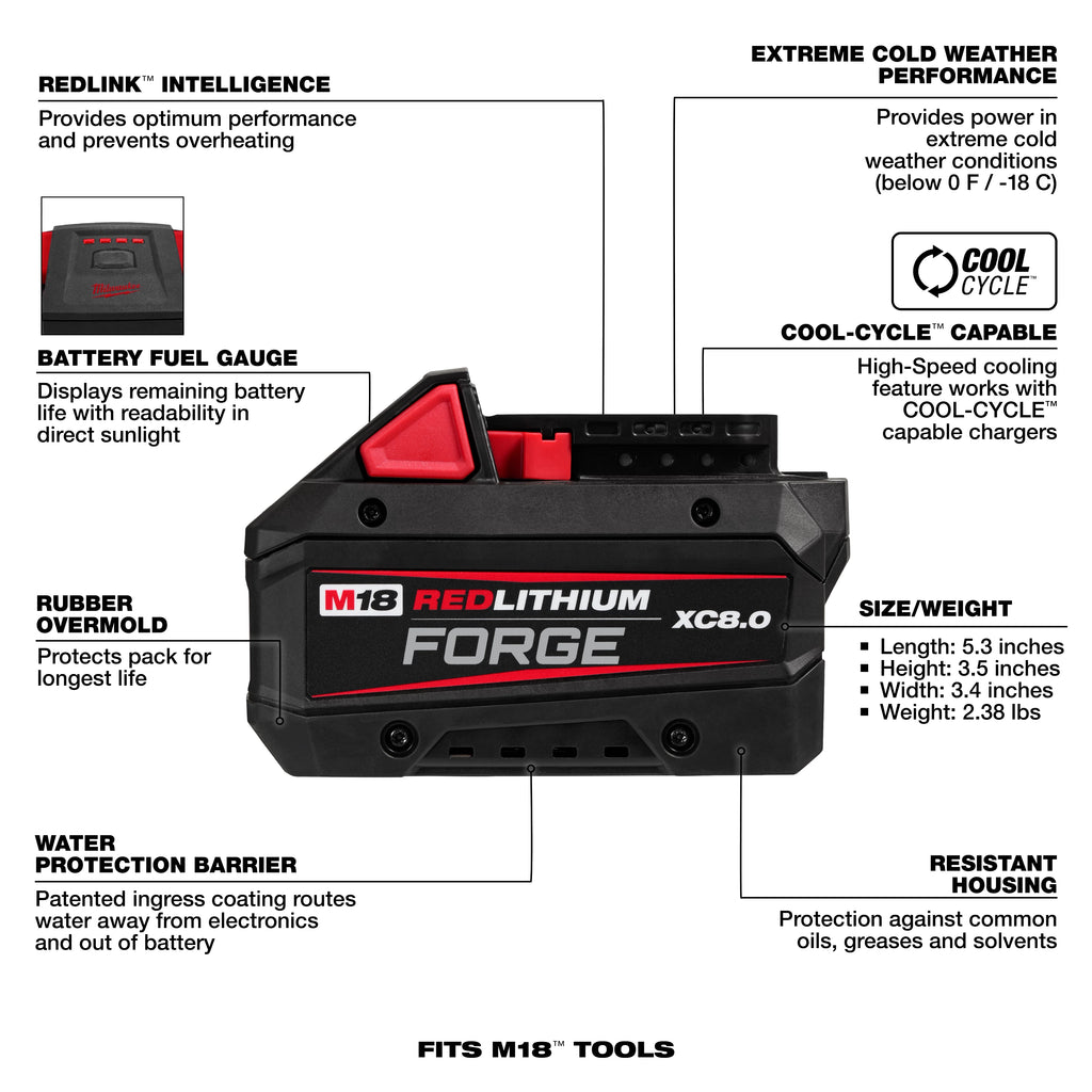 M18™ REDLITHIUM™ FORGE™ XC8.0 Battery (10 Pk)