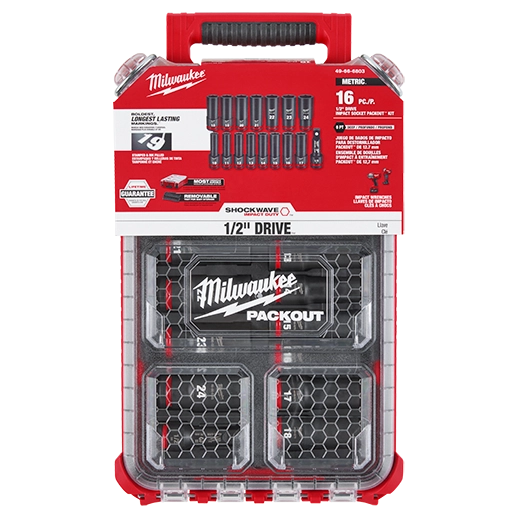 Milwaukee SHOCKWAVE Impact Duty Socket 1/2” Dr 16-Piece MM PACKOUT Set | 49-66-6803