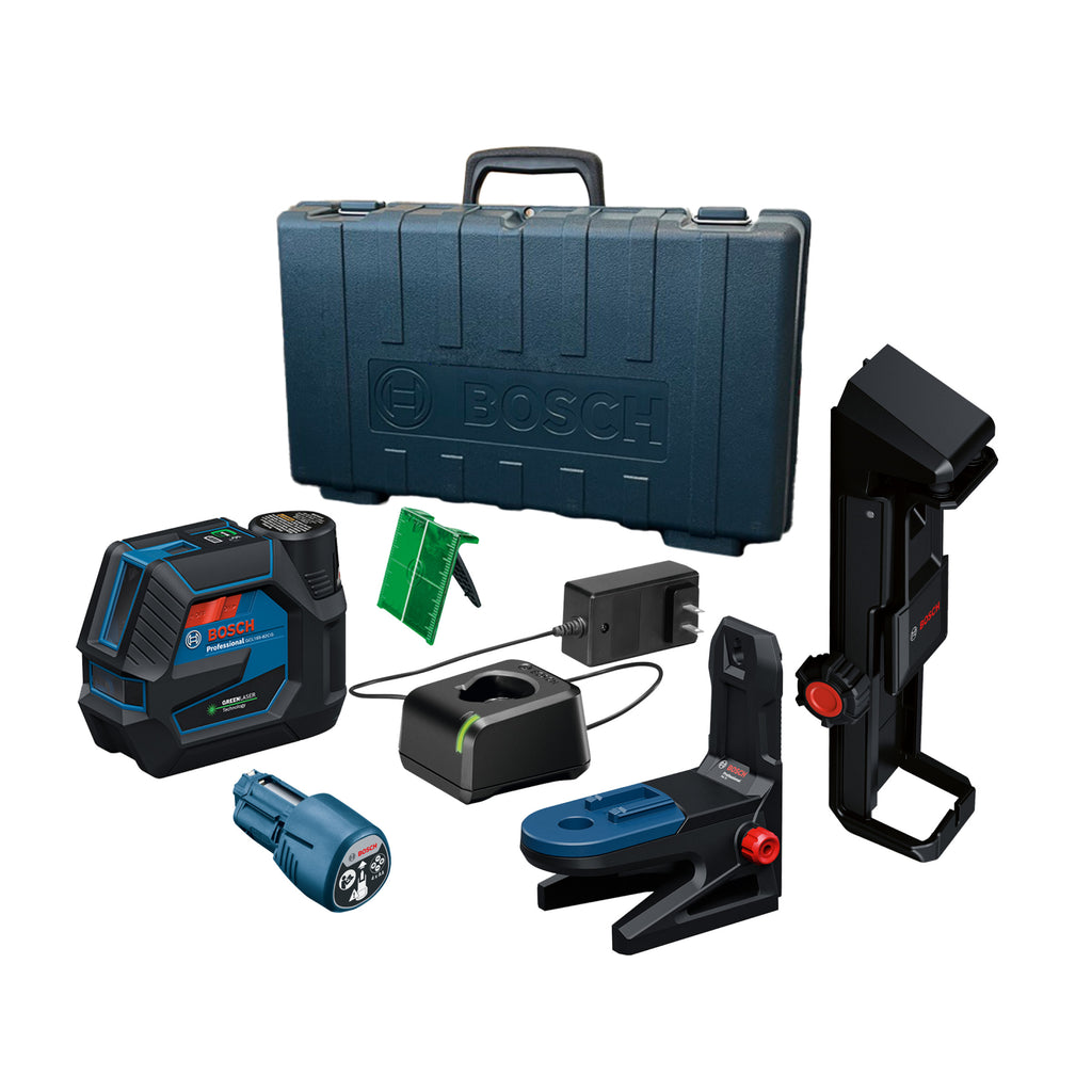 Bosch GCL165-82CGL 12V Max Connected Green-Beam Cross-Line Laser with Plumb Points and 12V Battery
