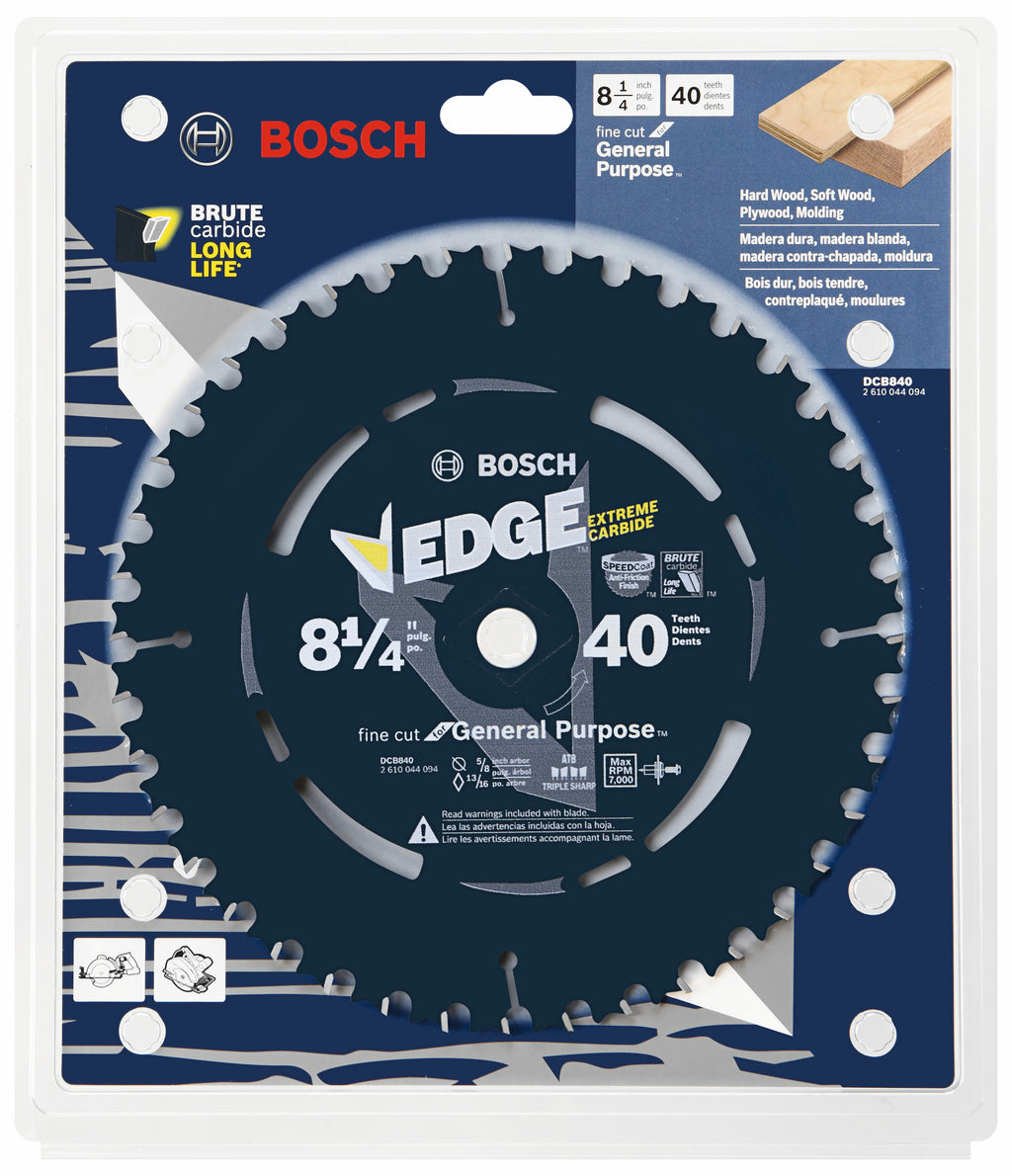 Bosch DCB840 8-1/4 In. 40 Tooth Edge Circular Saw Blade for Fine Finish