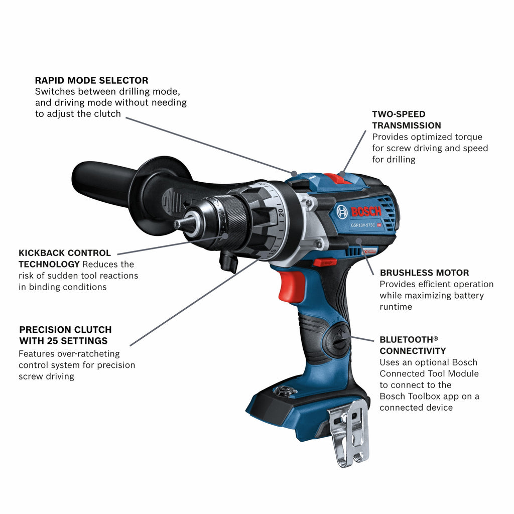 Bosch GSR18V-975CN 18V Brushless Connected-Ready 1/2 In. Drill/Driver (Tool Only)