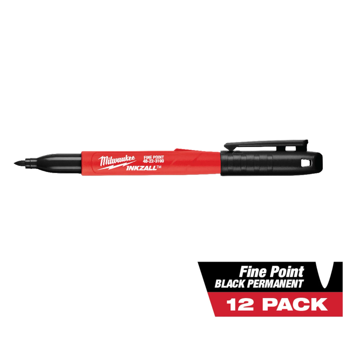 Milwaukee INKZALL 12-Piece Fine Point Black Marker | 48-22-3209
