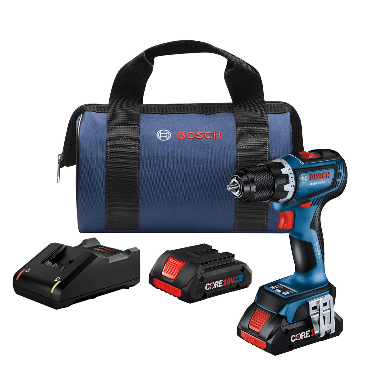 Bosch GSR18V-800CB24 18V Brushless Connected-Ready 1/2 In. Drill/Driver Kit with (2) CORE18V 4 Ah Advanced Power Batteries