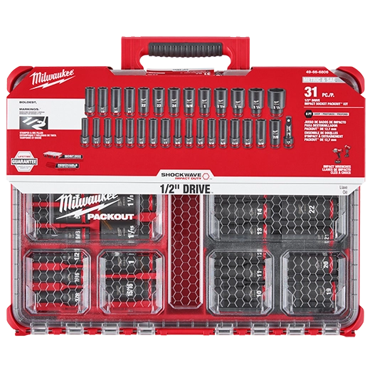 Milwaukee SHOCKWAVE Impact Duty Socket 1/2” Dr 31-Piece PACKOUT Set | 49-66-6806