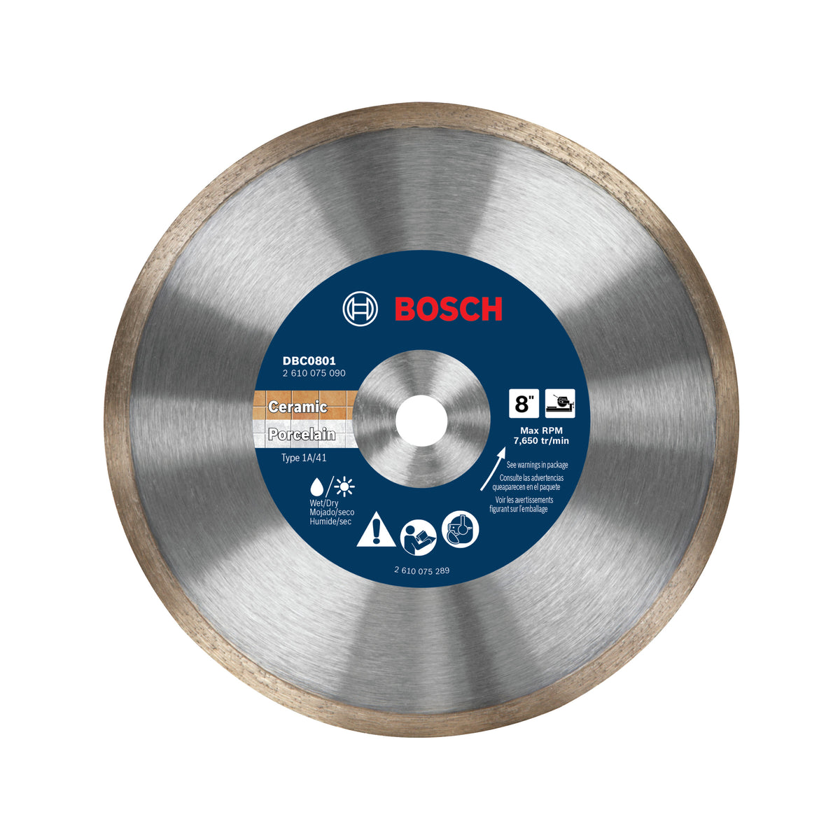 Bosch DBC0801 8 In. Continuous Rim Diamond Wheel for Precise Cuts