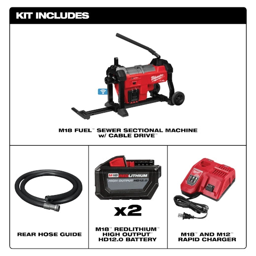 M18 FUEL™ Sewer Sectional Machine w/ CABLE-DRIVE™ Kit