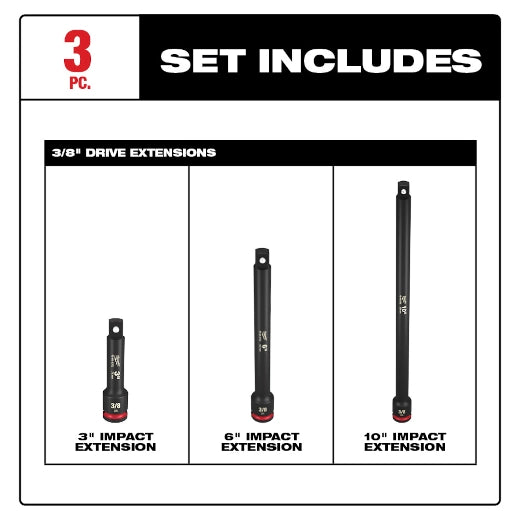 3PC SHOCKWAVE™ Impact Duty 3/8" Drive Extension Set - 49-66-6714 - image 2