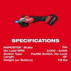 M18 FUEL™ 4-1/2"-6" Variable Speed Braking Grinder, Paddle Switch w/ ONE-KEY™