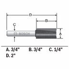 Bosch 85232MC 3/4 In. x 3/4 In. Carbide-Tipped Double-Flute Straight Router Bit