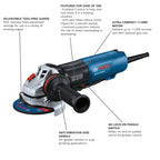 Bosch GWS12-450PBD 4 ½ In. Ergonomic Angle Grinder with No Lock-On Paddle Switch