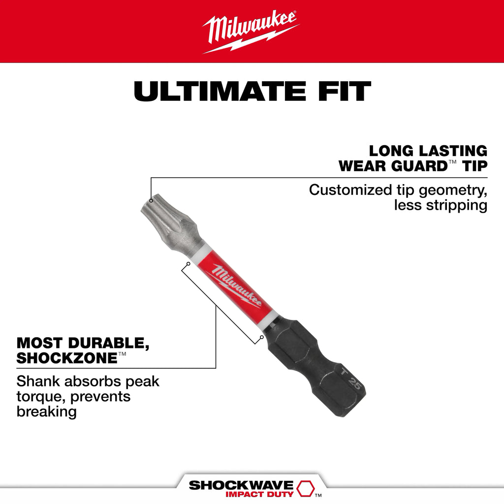SHOCKWAVE™ Impact Duty 1" Insert Bits for HeadLOK™ Wood Screws (2 PK)