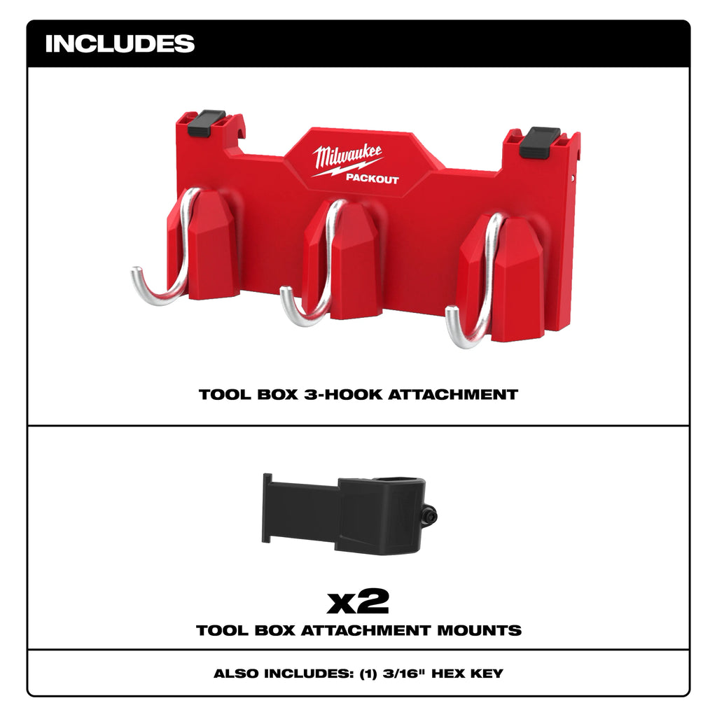 Milwaukee PACKOUT Tool Box 3-Hook Attachment | 48-22-8606