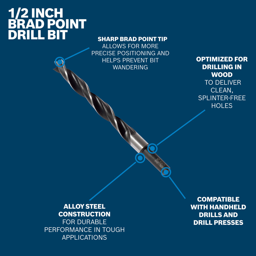 Bosch BP14607 1/2 In. Brad Point Drill Bit