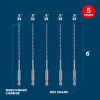 Bosch BXH025 5 pc. 5/32 In. x 6 In. Blue Xtreme Carbide Hammer Drill Bit