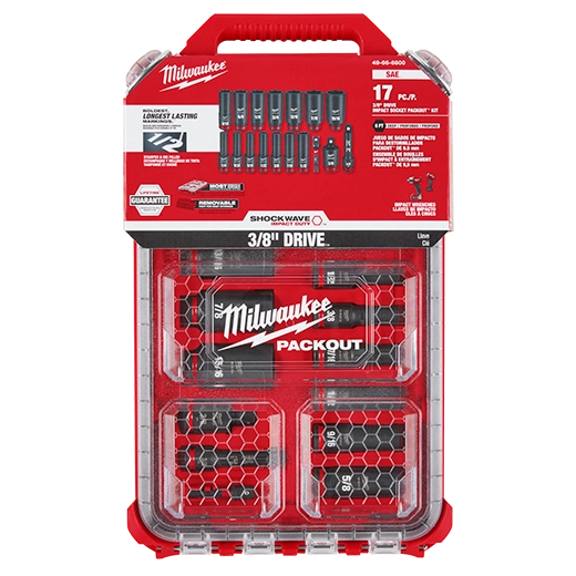17PC SHOCKWAVE™ Impact Duty Socket 3/8” Drive SAE Set with PACKOUT™