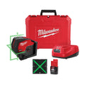 Milwaukee M12 Green Cross Line & Plumb Points Laser Kit | 3622-21
