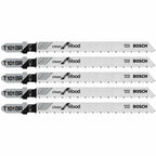 Bosch T101BR 5 pc. 4 In. 10 TPI Reverse Pitch Clean for Wood T-Shank Jig Saw Blades