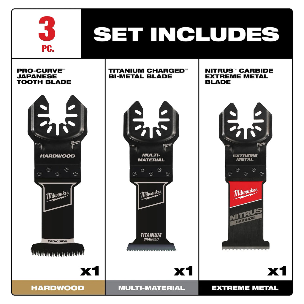 3 PC Universal Fit Oscillating Multi-Tool Blade Set