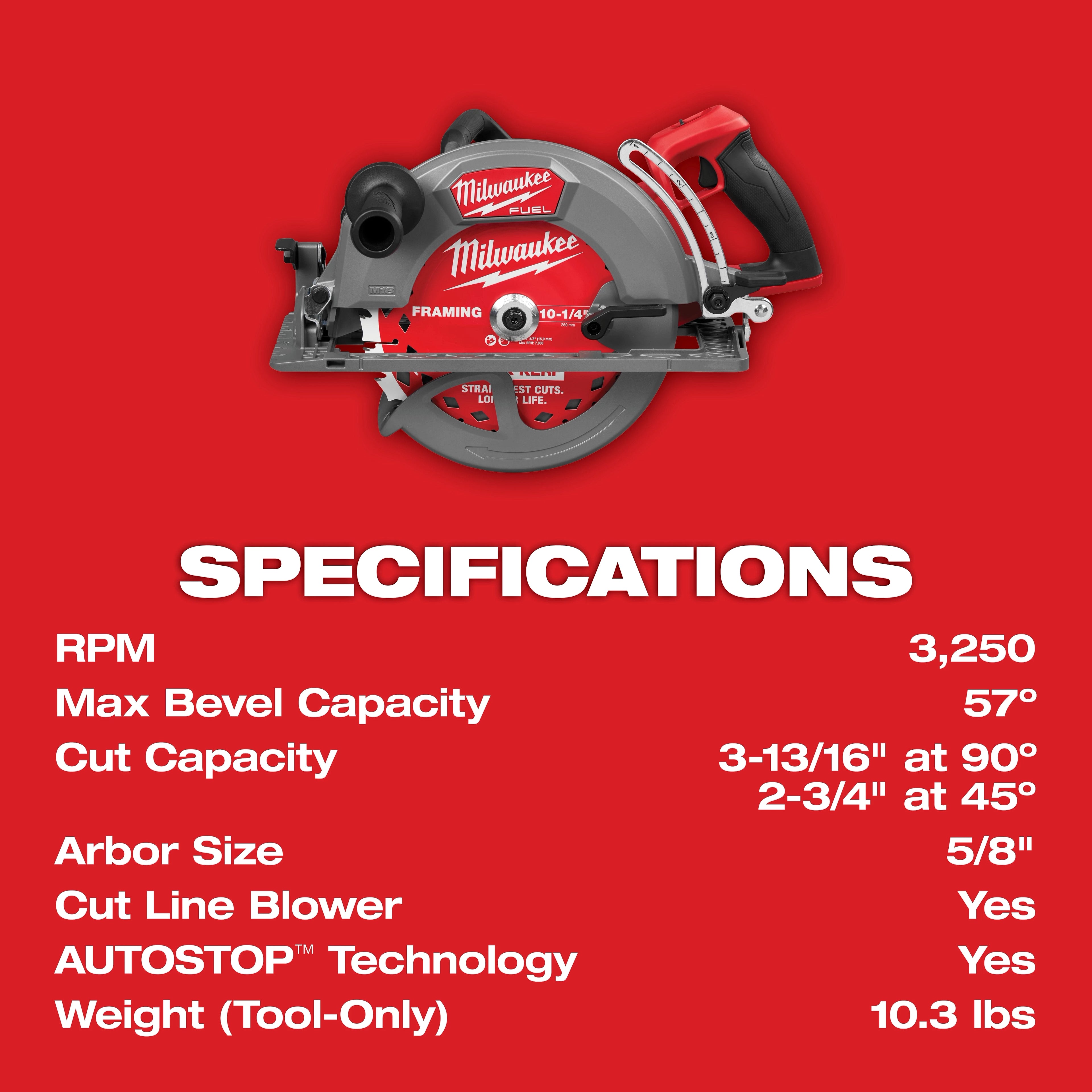 M18 FUEL™ 10-1/4" Rear Handle Circular Saw