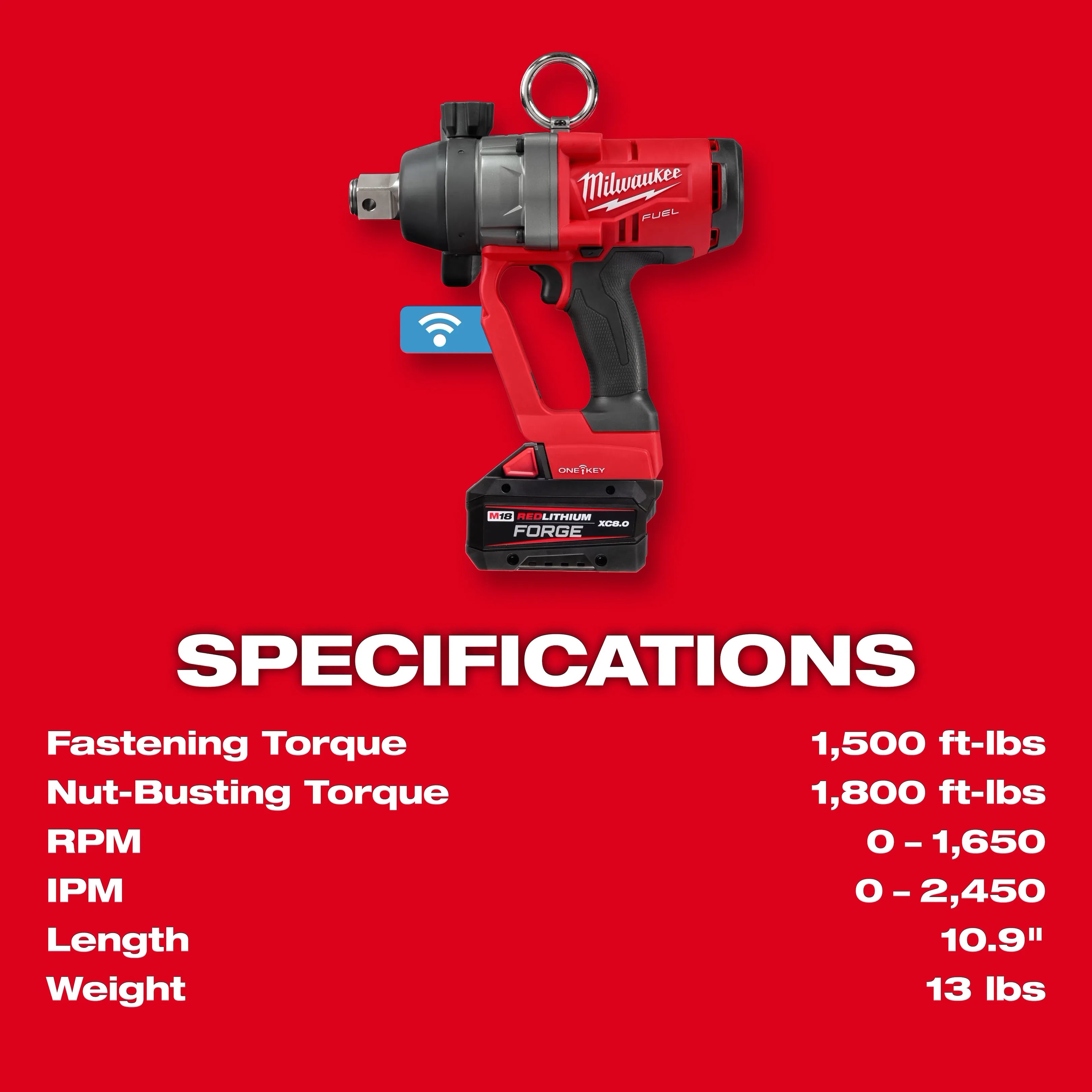 M18 FUEL™ 1" High Torque Impact Wrench w/ ONE-KEY™