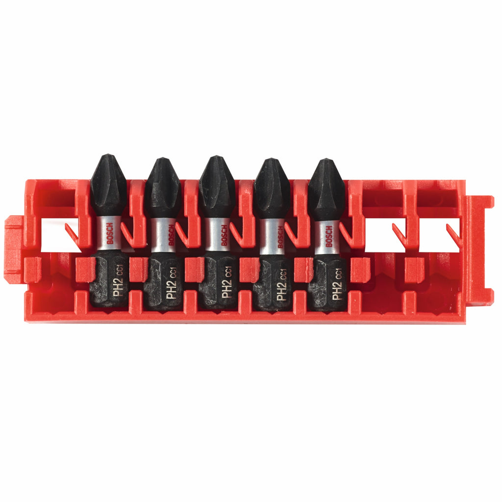 Bosch ITDPH2105C 5 pc. Driven 1 In. Impact Phillips #2 Insert Bits with Clip for Custom Case System