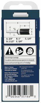 Bosch 85682MC 3/4 In. x 1 In. Carbide-Tipped Double-Flute Top-Bearing Straight Trim Router Bit