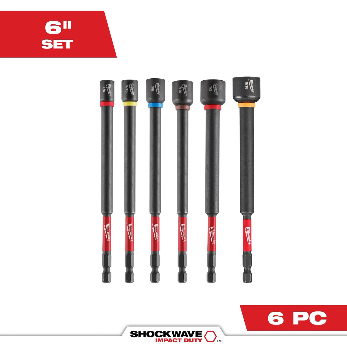 Milwaukee SHOCKWAVE Impact Duty 6" Magnetic Nut Driver Set 6-Piece | 49-66-4567