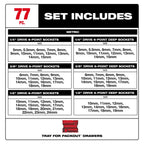77 pc. 1/4”, 3/8”, & 1/2” Drive Metric Socket Set with Tray for PACKOUT™ Drawers