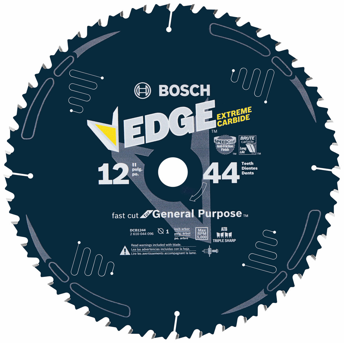 Bosch DCB1244 12 In. 44 Tooth Edge Circular Saw Blade for General Purpose Wood